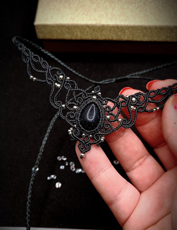 Colier Medieval Princess Micromacrame Piatra Soarelui