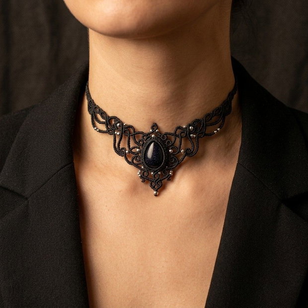 Colier Medieval Princess Micromacrame Piatra Soarelui