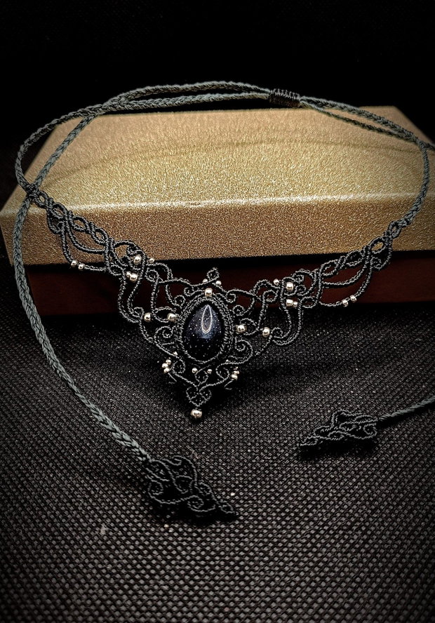 Colier Medieval Princess Micromacrame Piatra Soarelui
