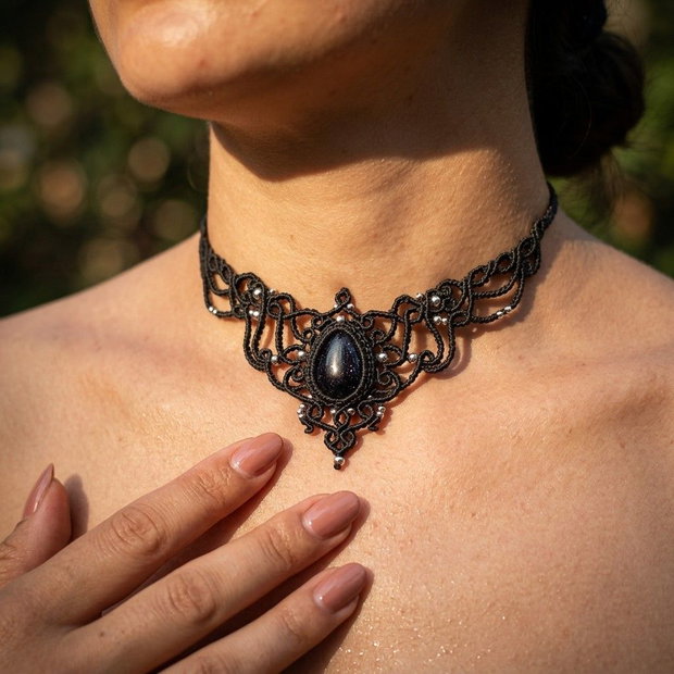 Colier Medieval Princess Micromacrame Piatra Soarelui