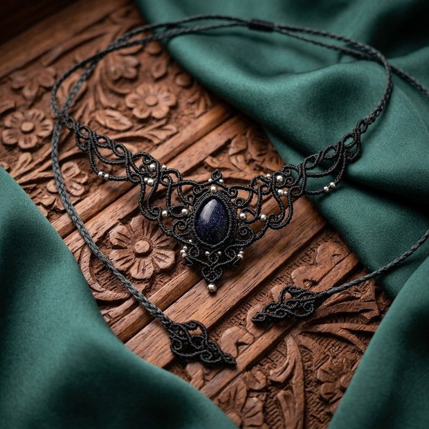 Colier Medieval Princess Micromacrame Piatra Soarelui