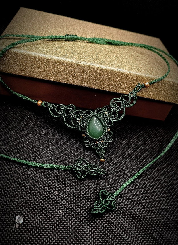 Colier Minimalist Medieval Princess Micromacrame Aventurin