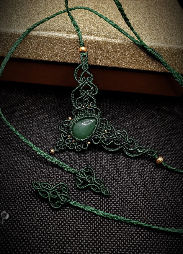 Colier Minimalist Medieval Princess Micromacrame Aventurin
