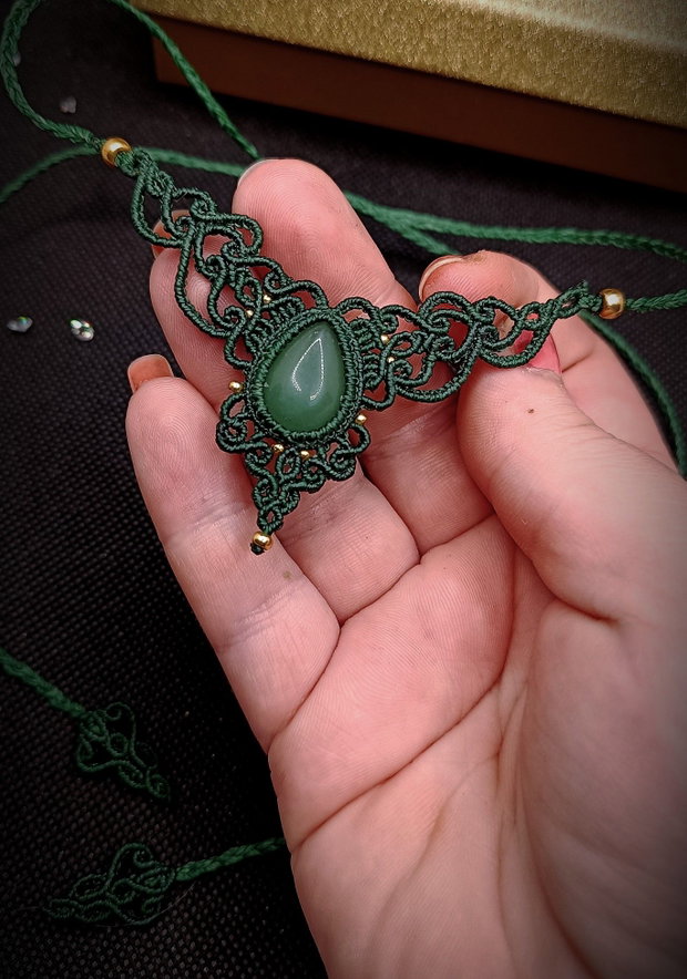 Colier Minimalist Medieval Princess Micromacrame Aventurin
