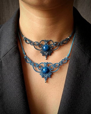 Choker frunze micromacrame ochi de tigru