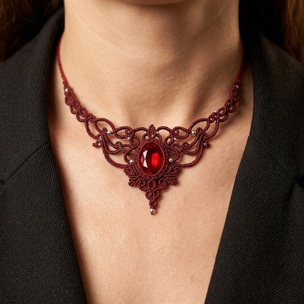 Colier Roșu Burgundy Elegant Medieval Princess Swarovski