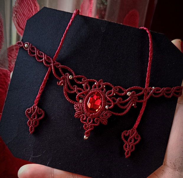 Colier Roșu Burgundy Elegant Medieval Princess Swarovski