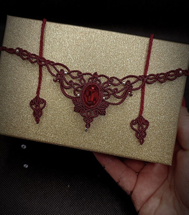 Colier Roșu Burgundy Elegant Medieval Princess Swarovski