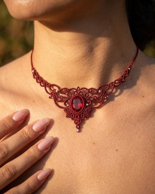 Colier Roșu Burgundy Elegant Medieval Princess Swarovski