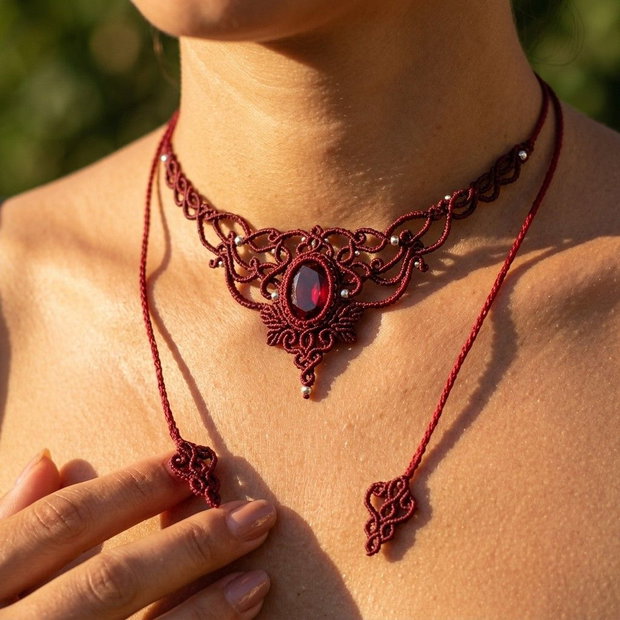 Colier Roșu Burgundy Elegant Medieval Princess Swarovski