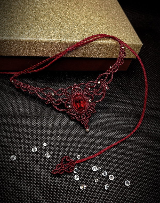 Colier Roșu Burgundy Elegant Medieval Princess Swarovski