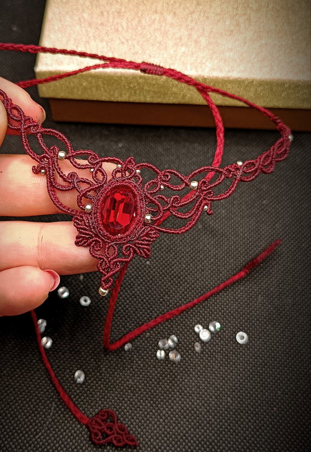 Colier Roșu Burgundy Elegant Medieval Princess Swarovski