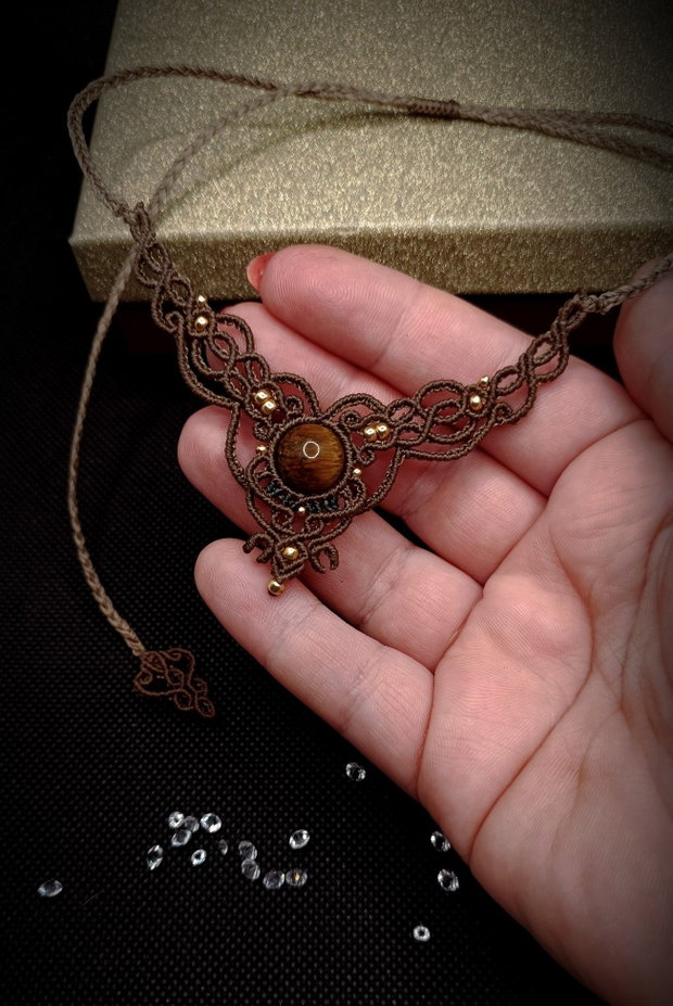 Colier Talisman Minimalist Micromacrame cu Ochi de tigru