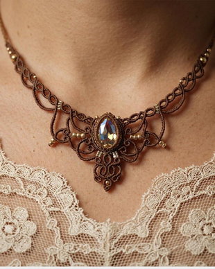 Colier Princess Vintage Micromacrame Cristal Swarovski