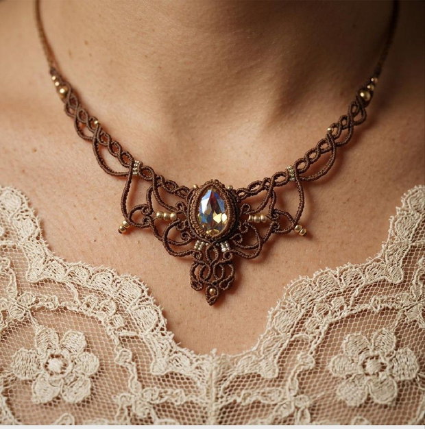 Colier Princess Vintage Micromacrame Cristal Swarovski