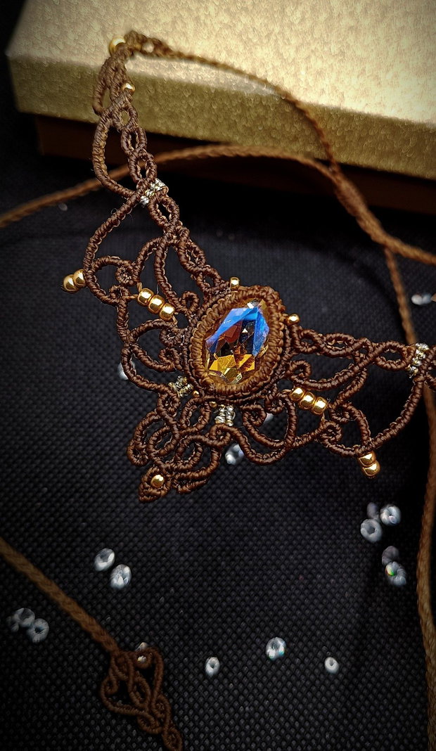Colier Princess Vintage Micromacrame Cristal Swarovski