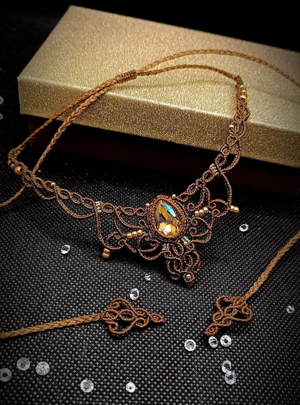 Colier Princess Vintage Micromacrame Cristal Swarovski