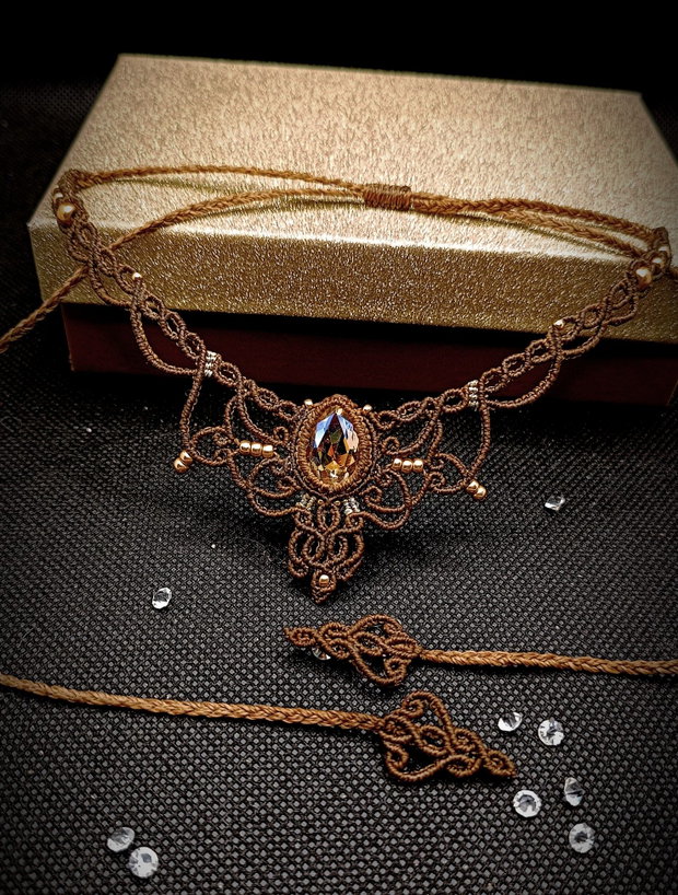 Colier Princess Vintage Micromacrame Cristal Swarovski