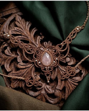 Colier Princess Delicat Micromacrame cu Cuart Roz