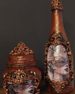 Set vintage cu sticla si borcan