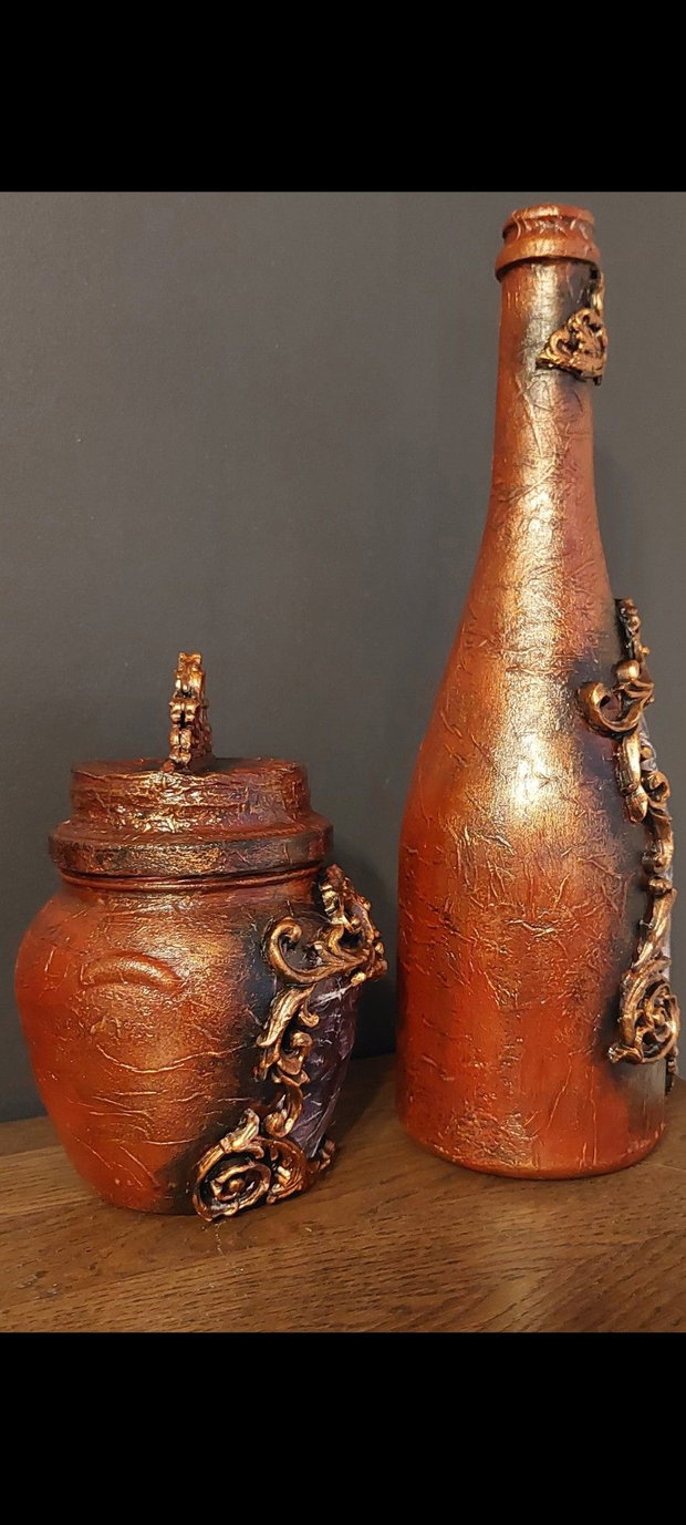 Set vintage cu sticla si borcan