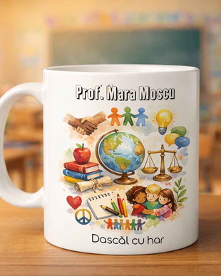 Cană Personalizată Profesor de Socială  Cadou Unic cu Mesaj