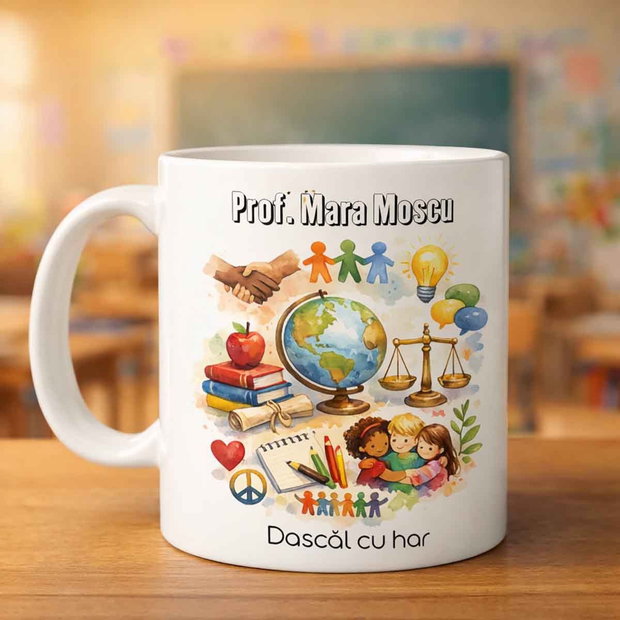 Cană Personalizată Profesor de Socială Cadou Unic cu Mesaj