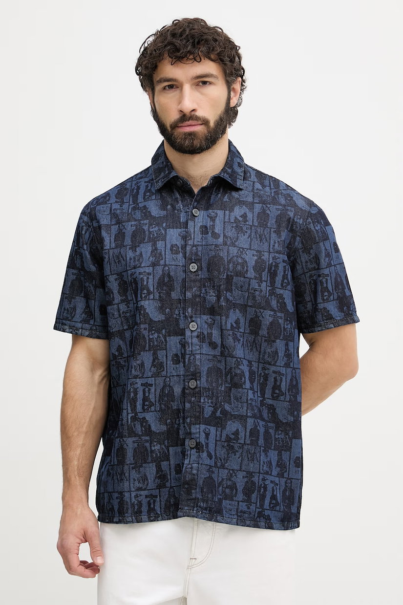 Armani Exchange cămașă pentru bărbați, din denim