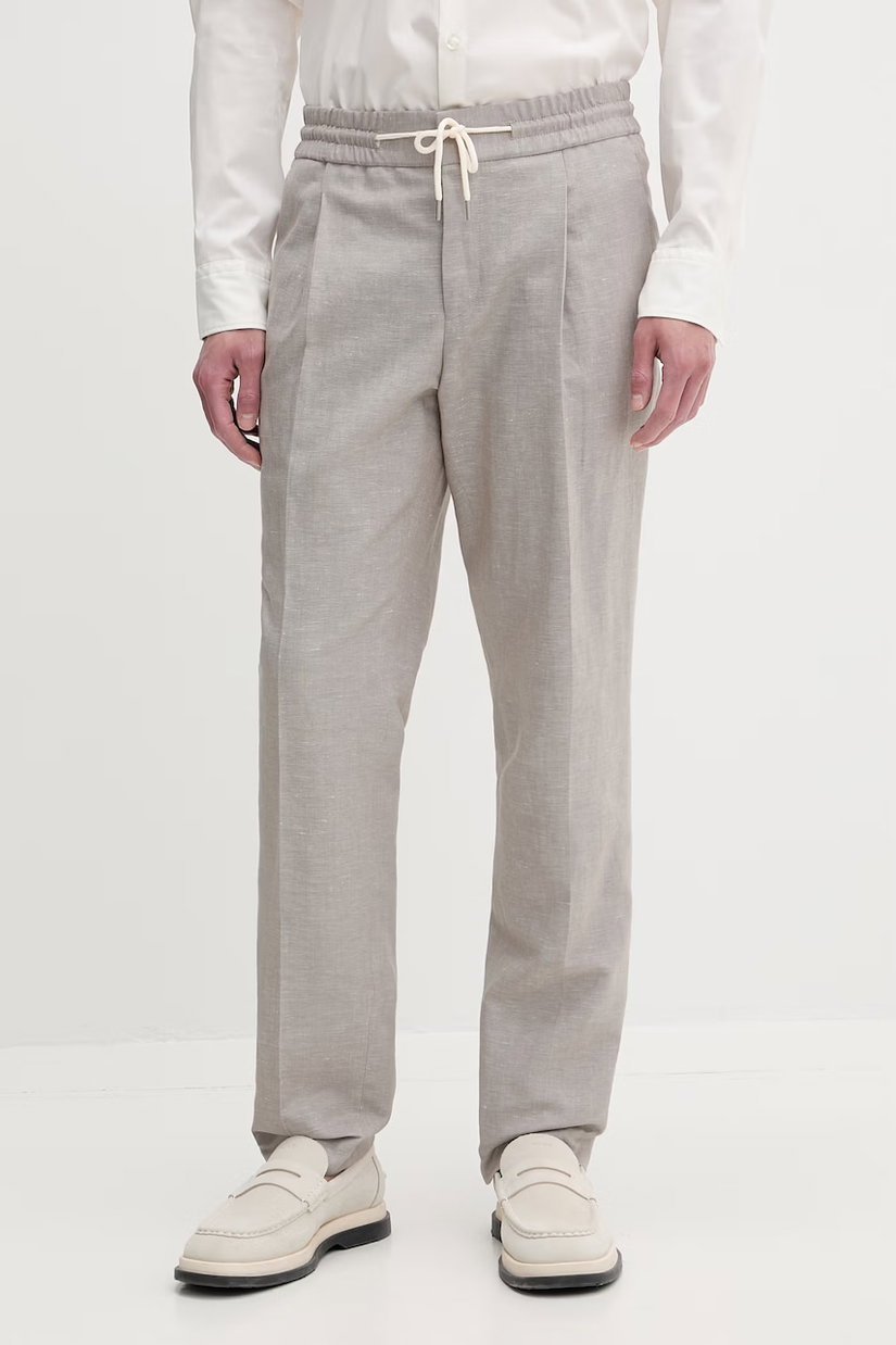 HUGO pantaloni slim fit pentru bărbați, cu amestec de in Getlin251F3