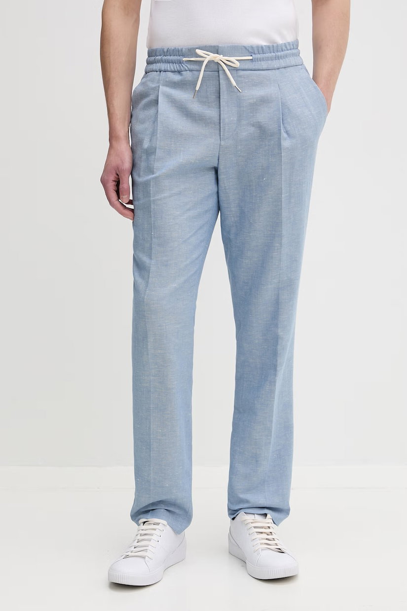 HUGO pantaloni slim fit pentru bărbați, cu amestec de in Getlin251F3