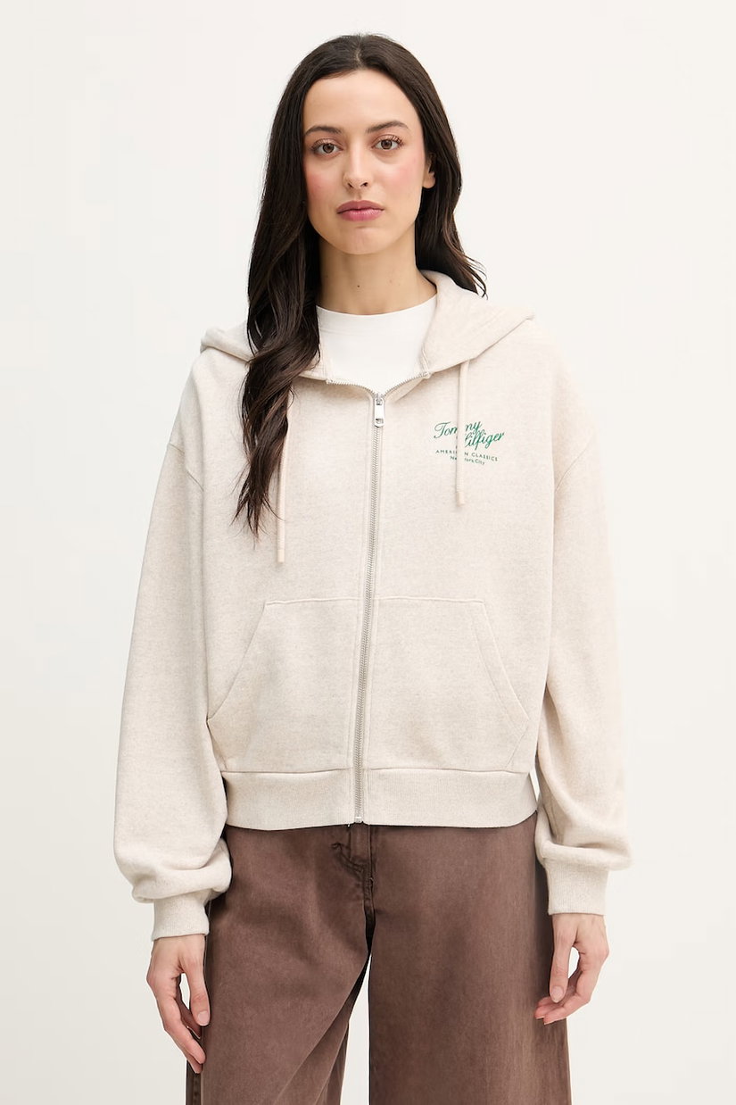 Tommy Hilfiger hanorac cu fermoar pentru femei, din bumbac