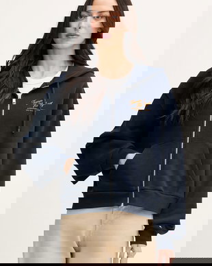 Tommy Hilfiger hanorac cu fermoar pentru femei, din bumbac