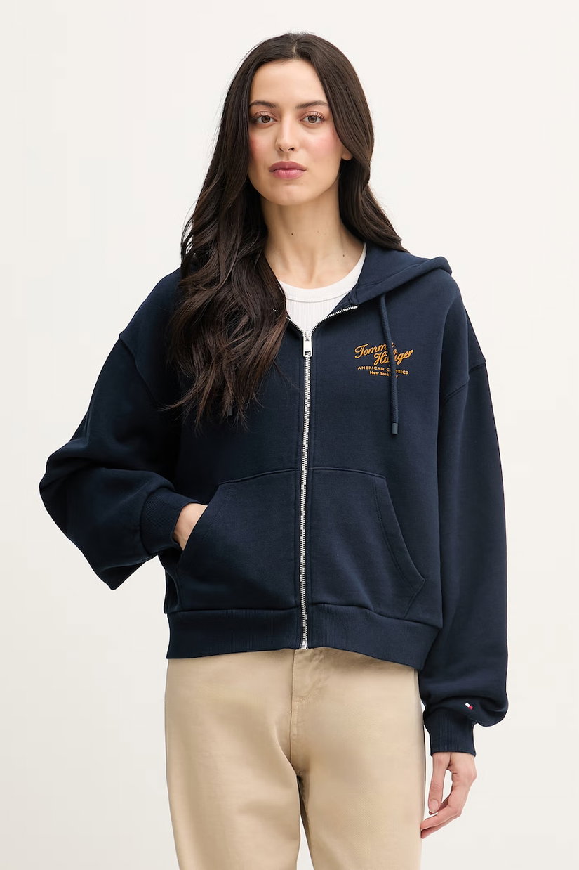 Tommy Hilfiger hanorac cu fermoar pentru femei, din bumbac