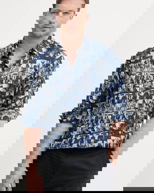 Armani Exchange cămașă pentru bărbați, din vâscoză