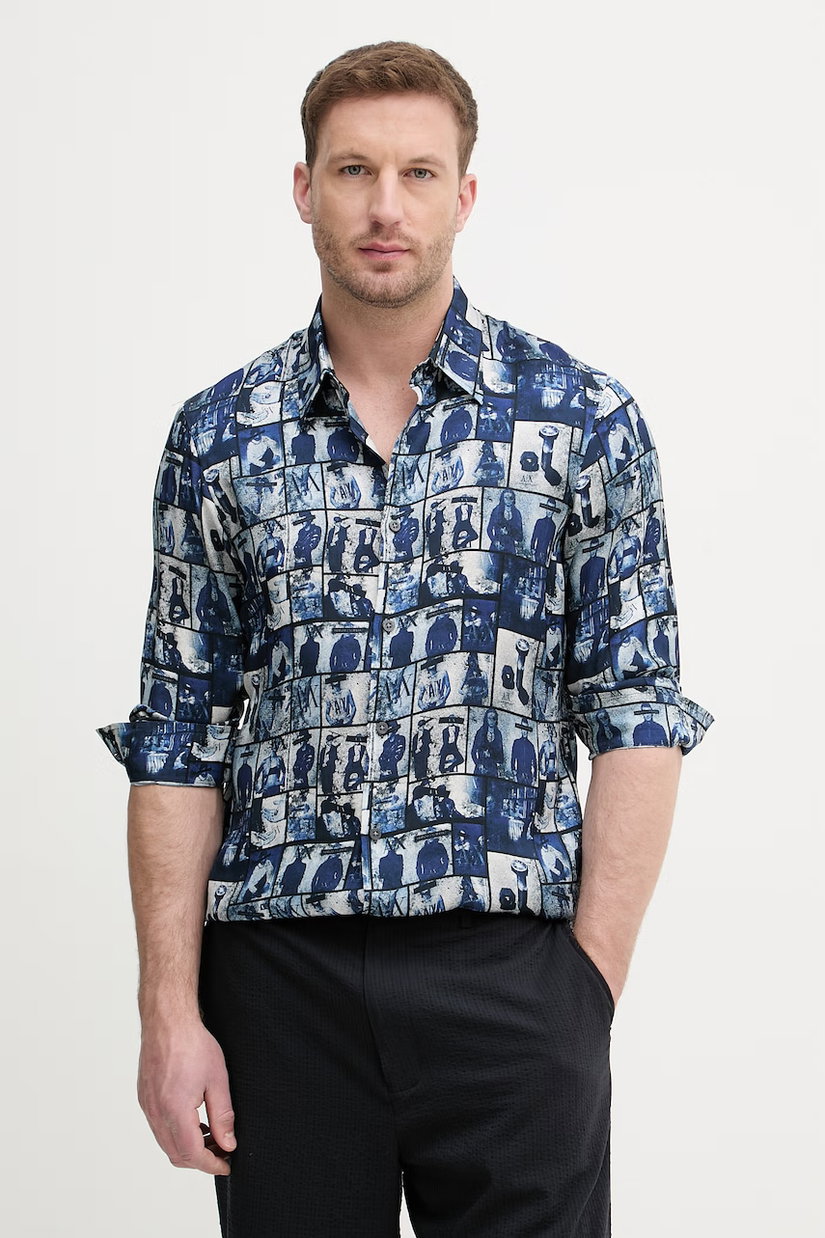 Armani Exchange cămașă pentru bărbați, din vâscoză