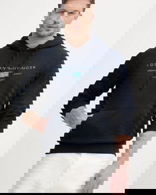 Tommy Hilfiger hanorac cu glugă pentru bărbați, din bumbac