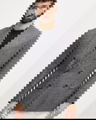 BOSS sacou cu două rânduri de nasturi pentru bărbați, cu lână BOSS X DAVID BECKHAM