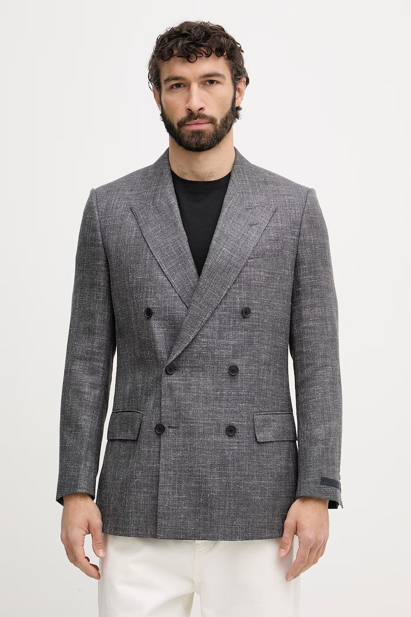 BOSS sacou cu două rânduri de nasturi pentru bărbați, cu lână BOSS X DAVID BECKHAM