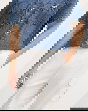 Calvin Klein Jeans pantaloni scurți cargo bărbătești din in