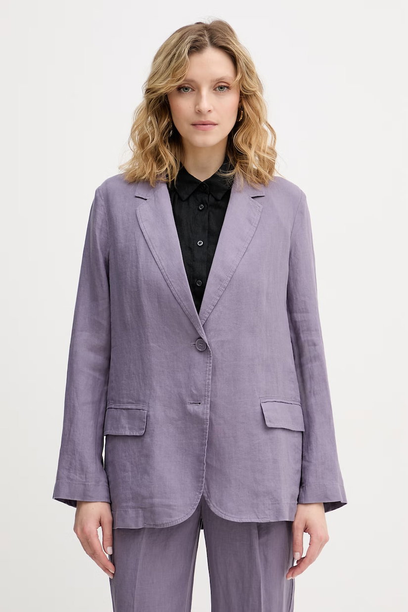 United Colors of Benetton sacou cu un singur rând de nasturi pentru femei, din in