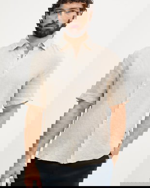 BOSS Orange cămașă bărbătească din in