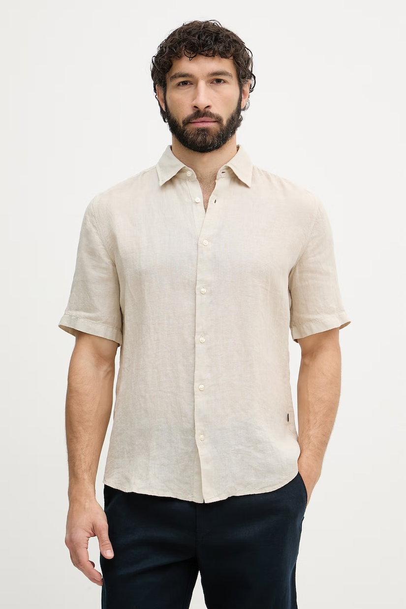 BOSS Orange cămașă bărbătească din in