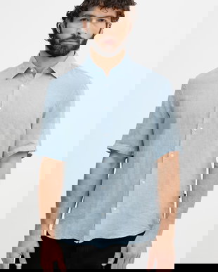 BOSS Orange cămașă bărbătească din in