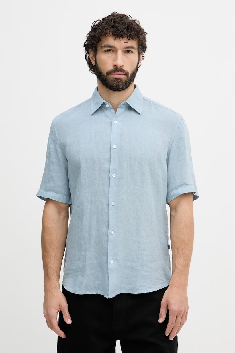 BOSS Orange cămașă bărbătească din in