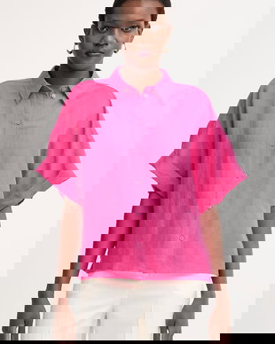 BOSS Orange cămașă pentru femei, cu amestec de in C Bisenas