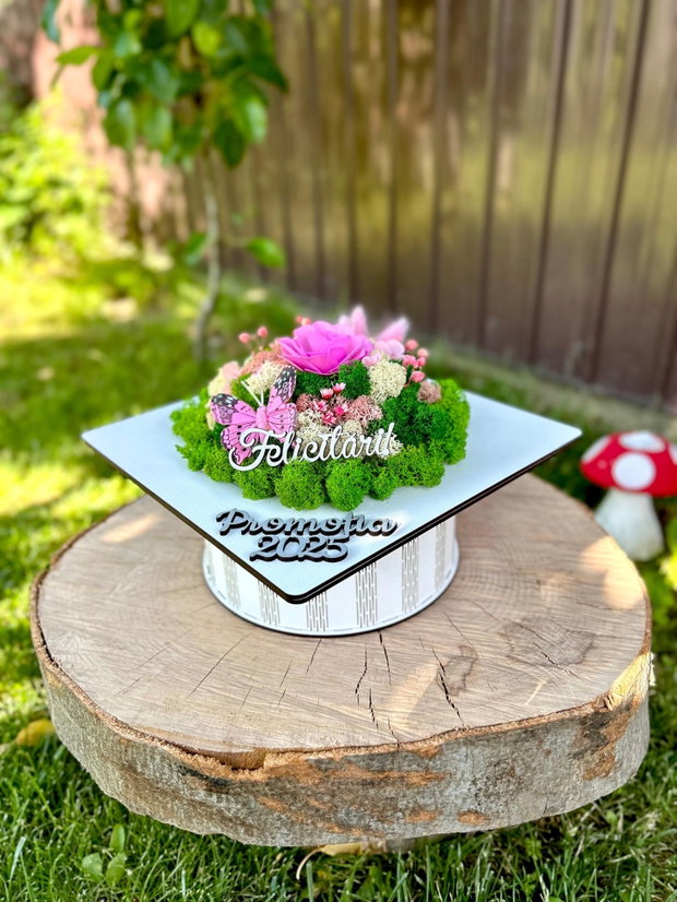 Tocă absolvire cu licheni personalizată, cadou final de an școlar, decor absolvire elevi / profesori
