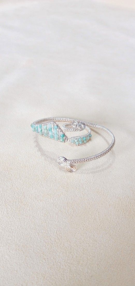 Set Bijuterii Handmade - Brățară Reglabila & Inel - Smarald Natural