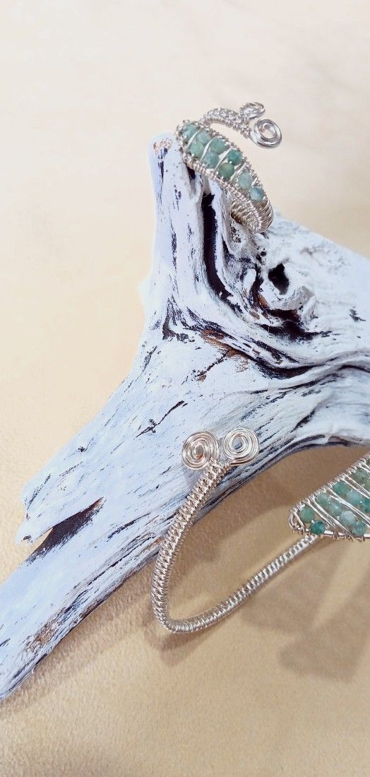 Set Bijuterii Handmade - Brățară Reglabila & Inel - Smarald Natural