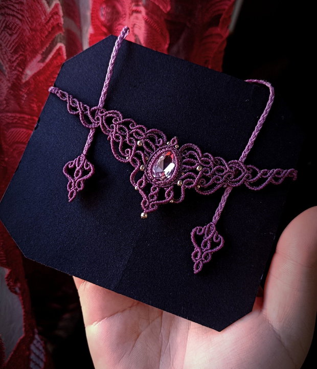 Colier Mov Princess Vintage Micromacrame Cristal Swarovski