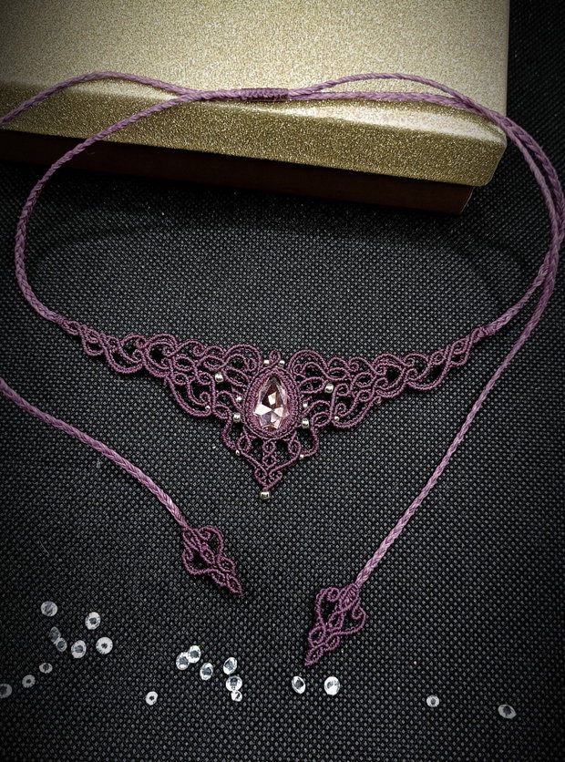 Colier Mov Princess Vintage Micromacrame Cristal Swarovski